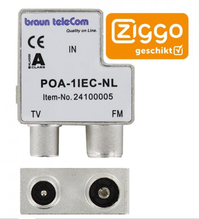 Braun TeleCom  TeleCom POA 1IEC-NL splitter voor TV-FM